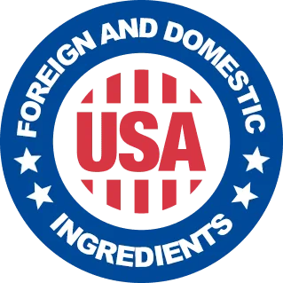 Made in the USA with foreign and domestic ingredients